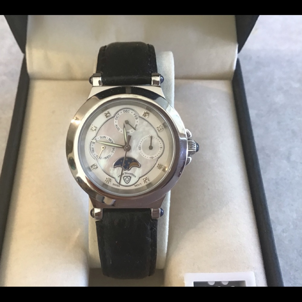 Swiss Tradition Multi Function Leather Watch New - image 1